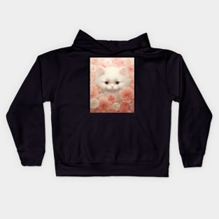 Cute Floral Kitten Kids Hoodie